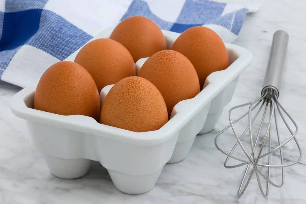 Fresh brown eggs from poultry layers
